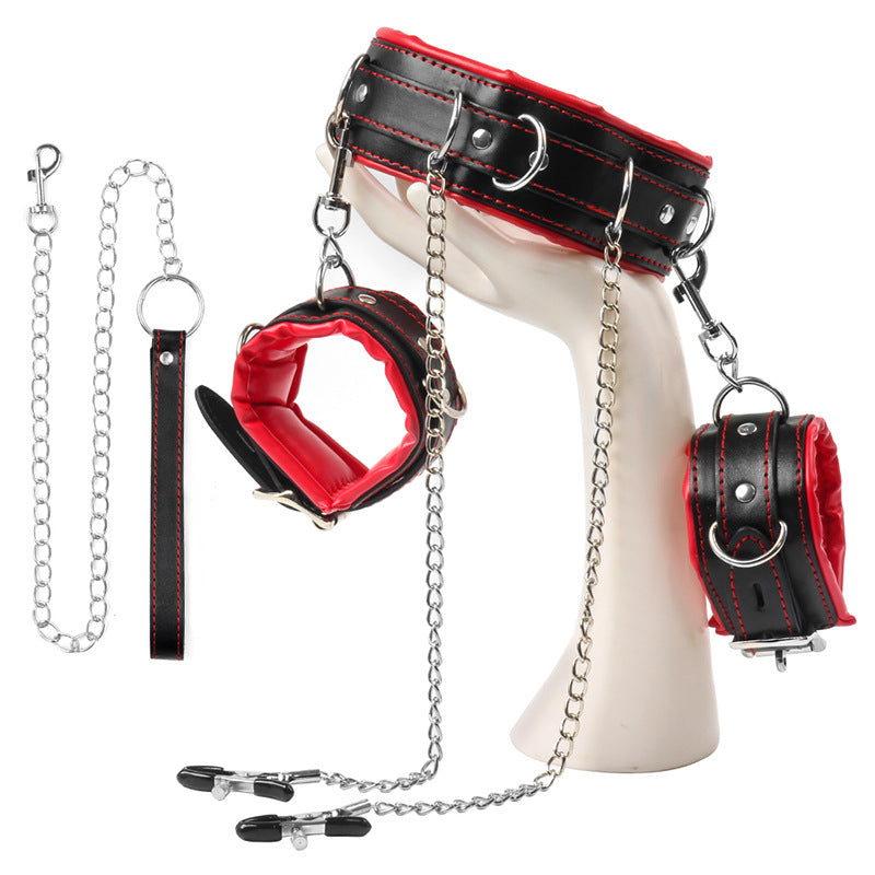 Bondage Restraint Set with Adjustable Straps and Metal Hardware
