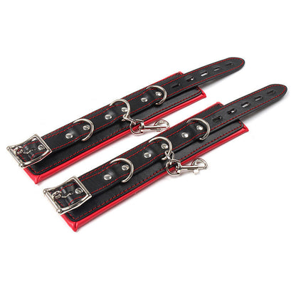 Bondage Restraint Set with Adjustable Straps and Metal Hardware