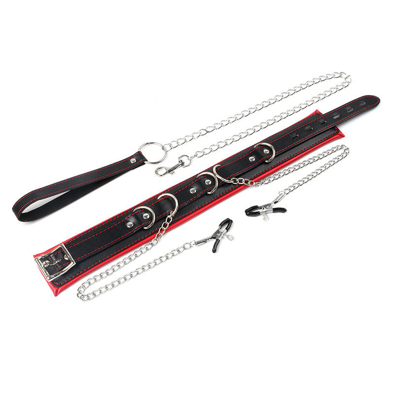 Bondage Restraint Set with Adjustable Straps and Metal Hardware