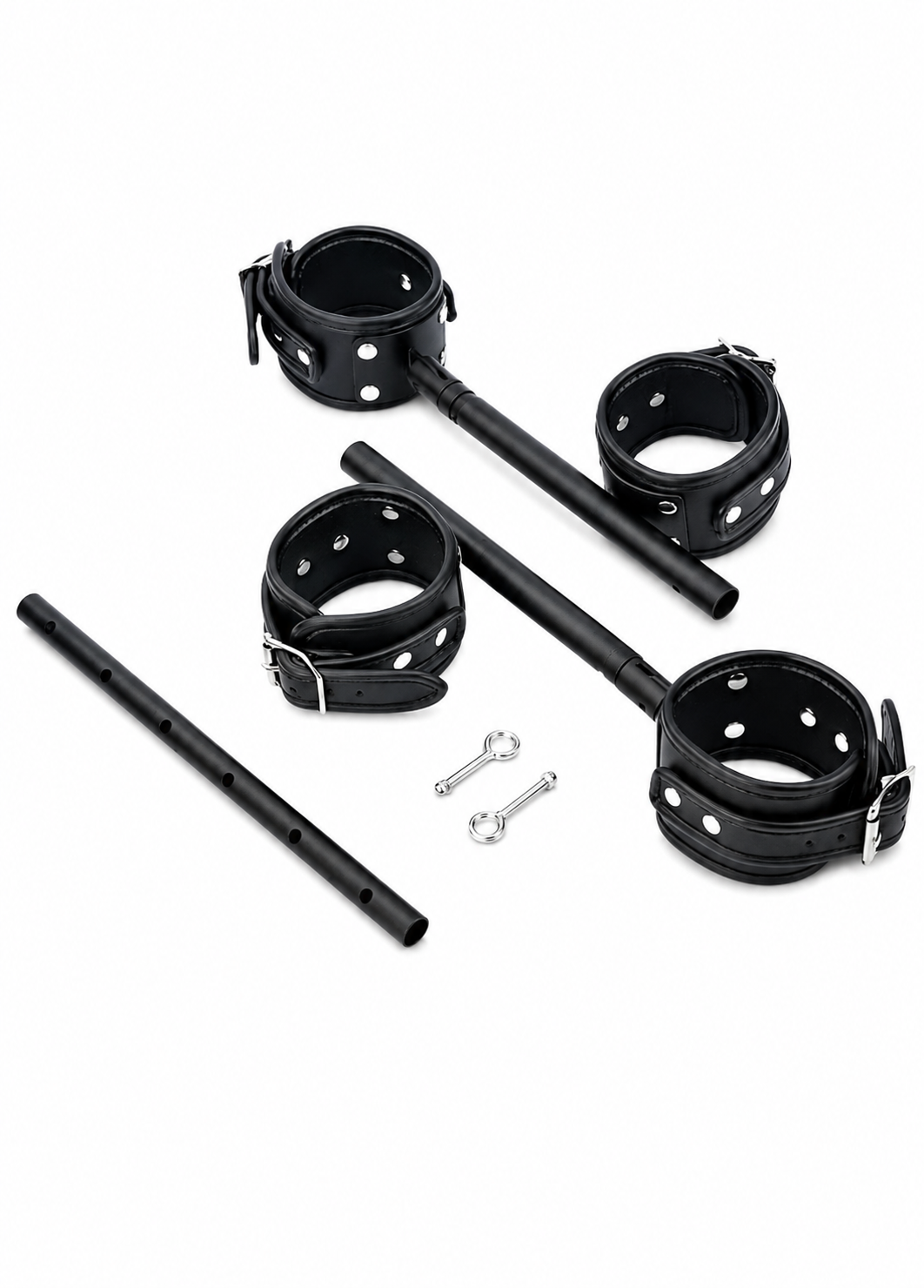Extendable Spreader Bar with Locking Cuffs and Removable Wrist and Ankle Cuffs