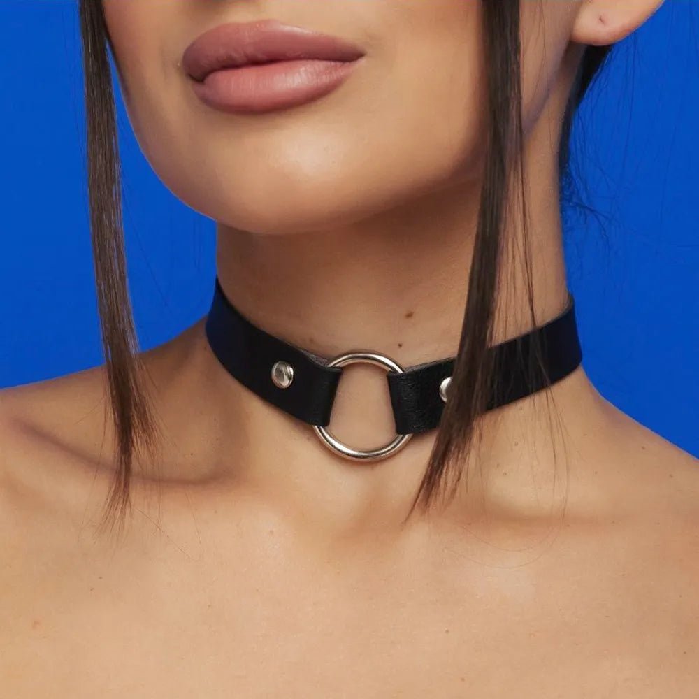 Faux Leather O-Ring Collar