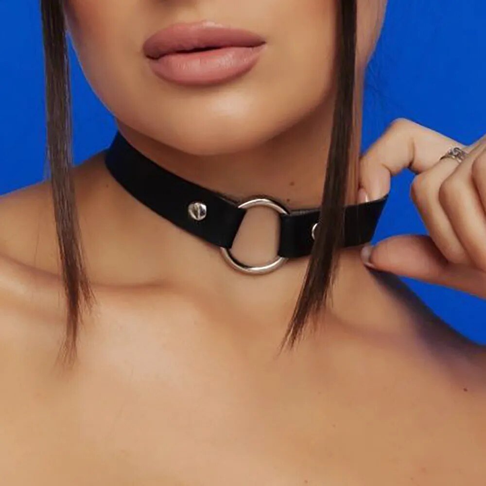 Faux Leather O-Ring Collar