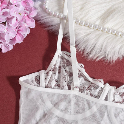 Floral Embroidered Nightgown with Open Back