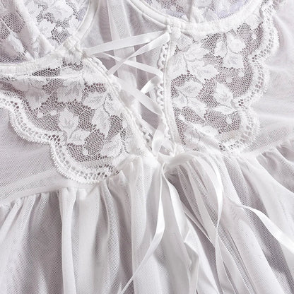 Floral Embroidered Nightgown with Open Back