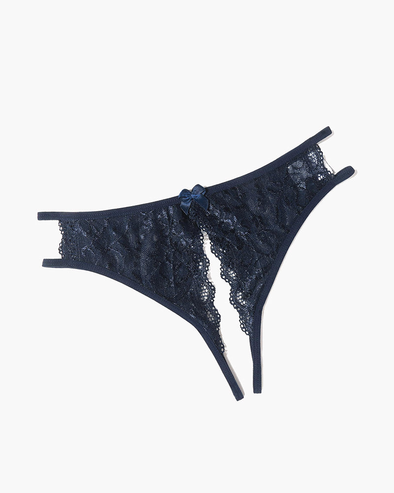 Floral Lace Panties with Bow and Cut-Out Detail