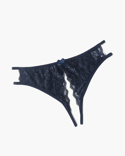 Floral Lace Panties with Bow and Cut-Out Detail