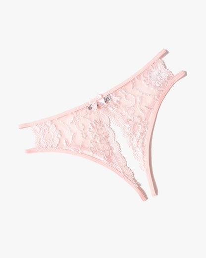 Floral Lace Panties with Bow and Cut-Out Detail