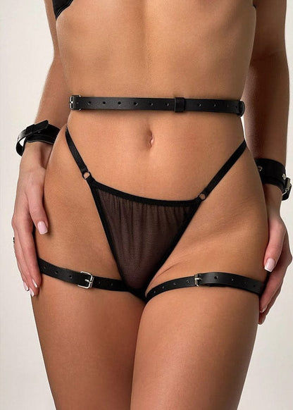 Harness Lingerie Set with Cuffs