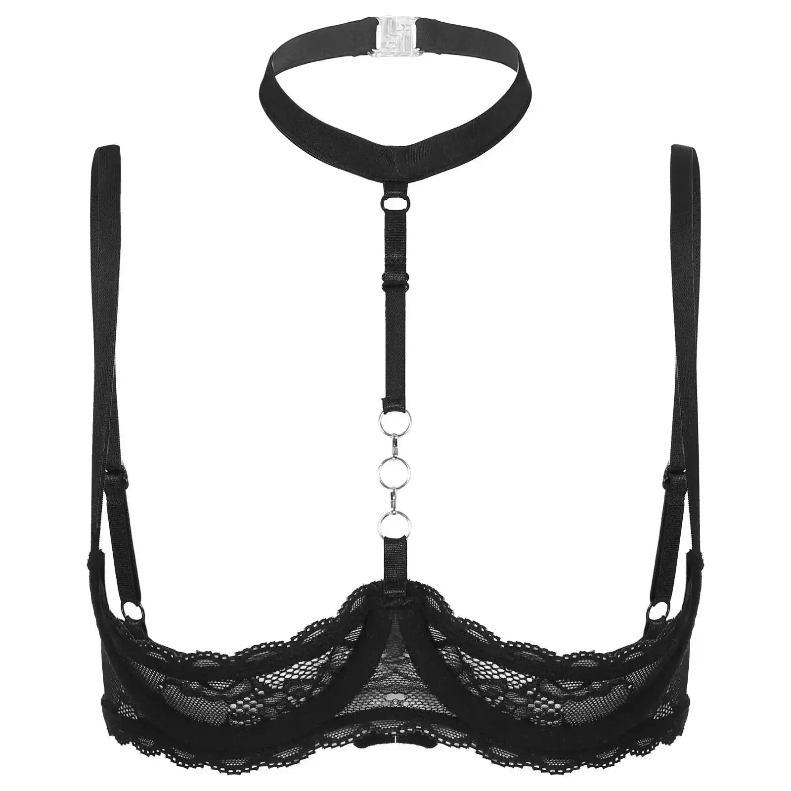 Lace Open Cup Bra with Choker