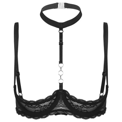 Lace Open Cup Bra with Choker