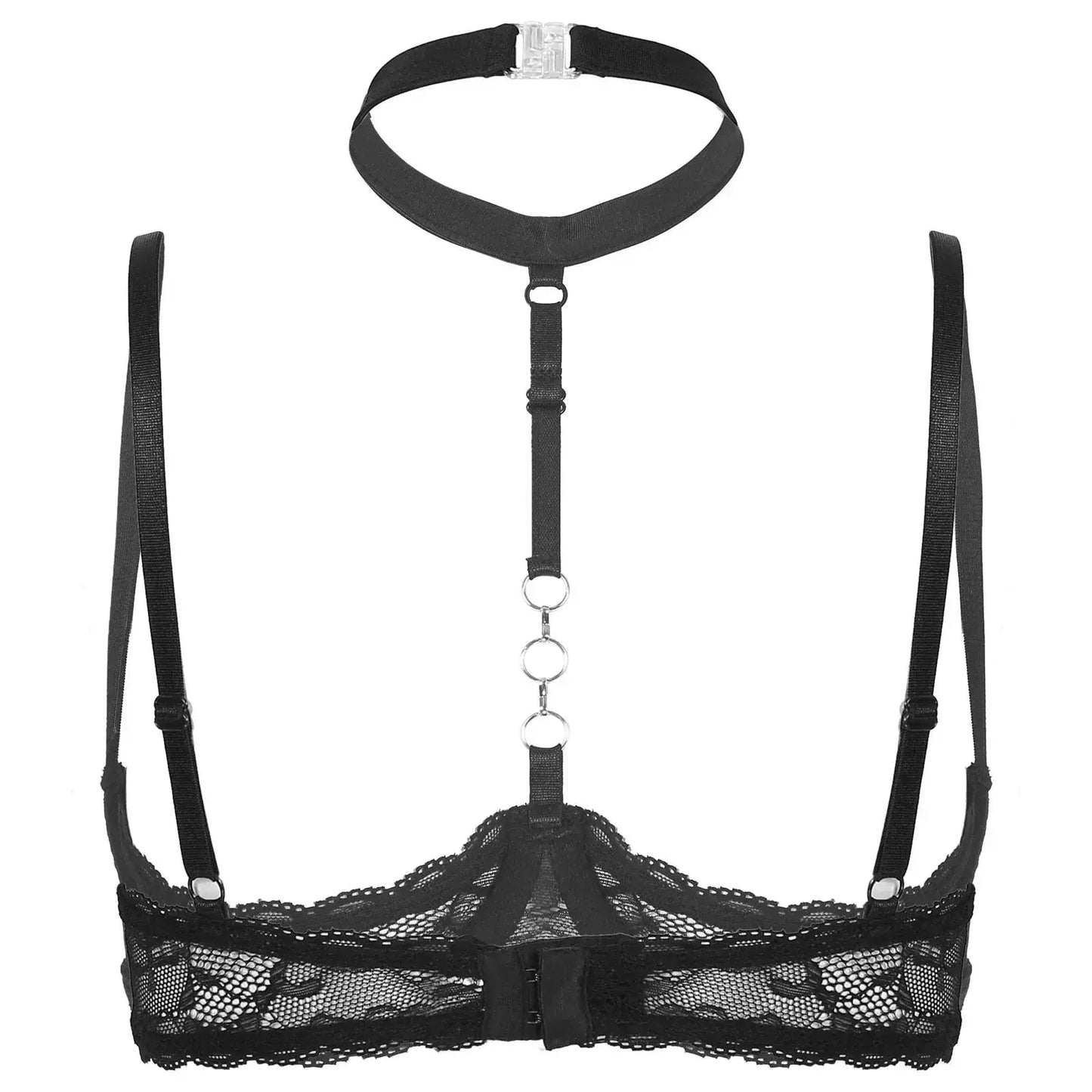 Lace Open Cup Bra with Choker