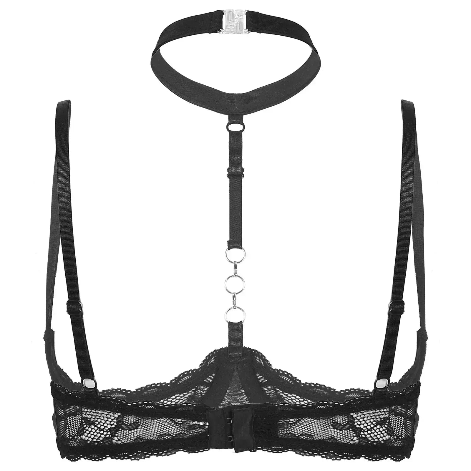 Lace Open Cup Bra with Choker