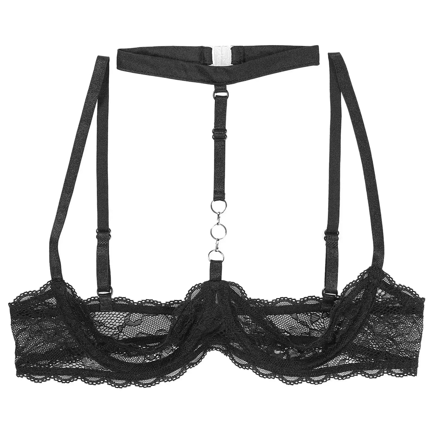 Lace Open Cup Bra with Choker