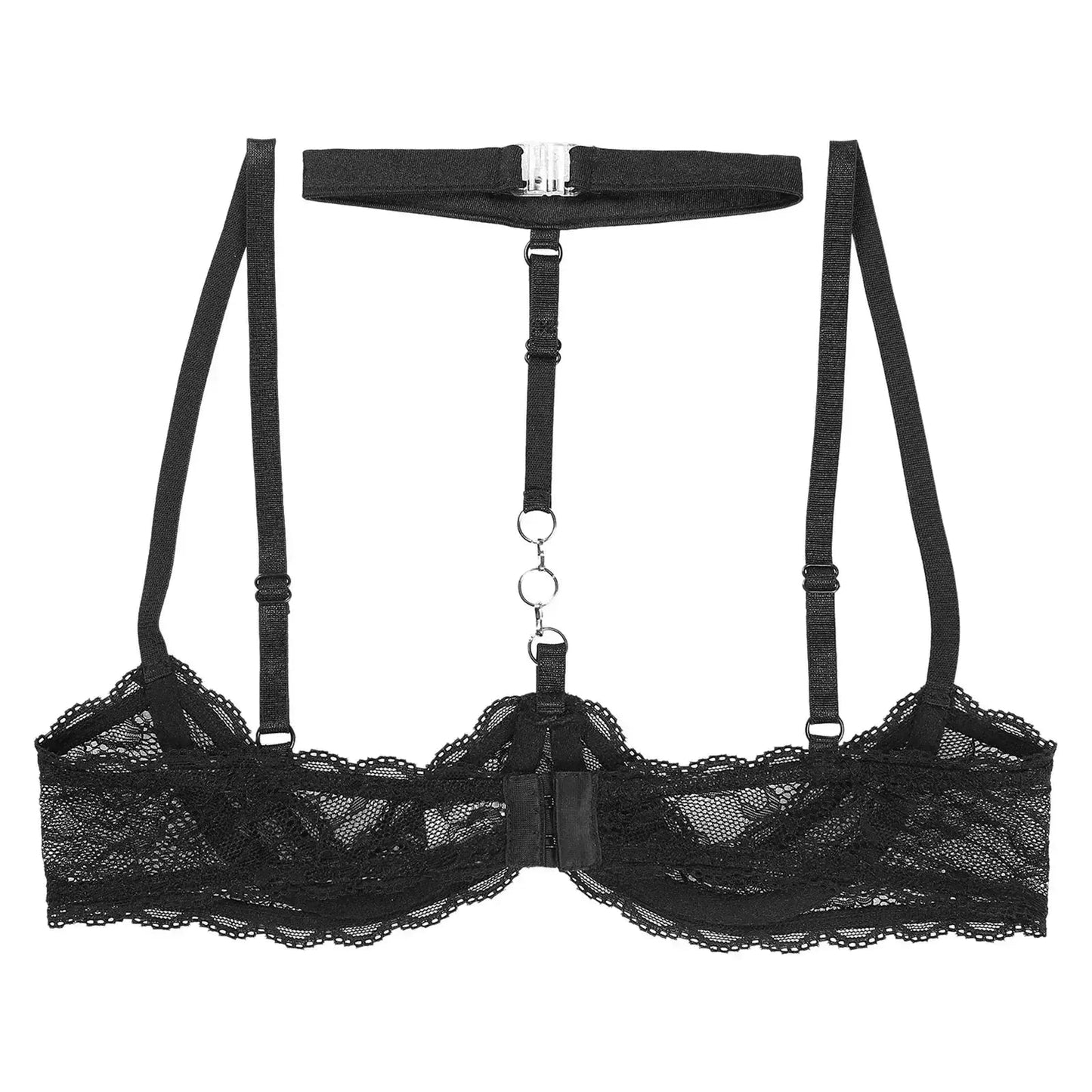 Lace Open Cup Bra with Choker