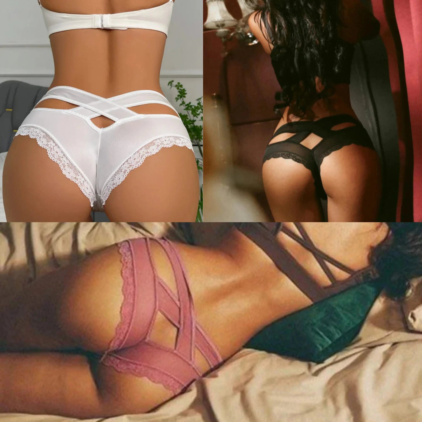Lace-Trim Cross-Back Panties