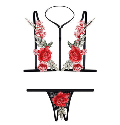 Rose Embroidery Lingerie Set