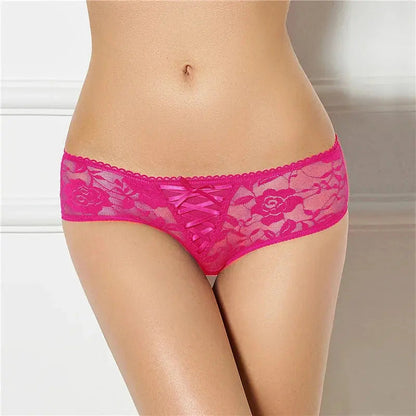 Sheer Lace Crotchless Panties