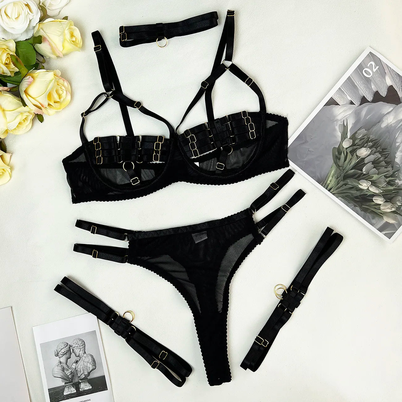 Strappy Lingerie Set with Choker
