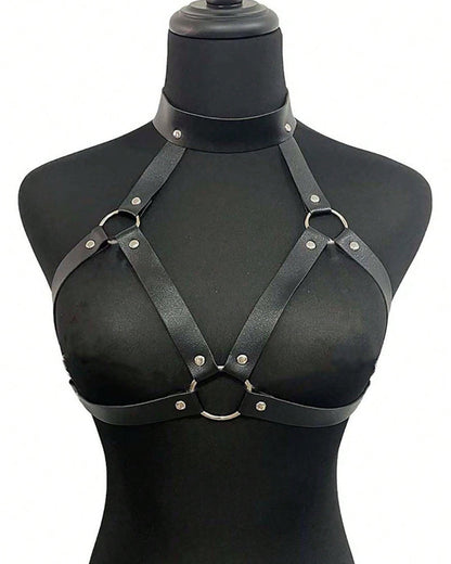 Studded Harness Bra with Choker