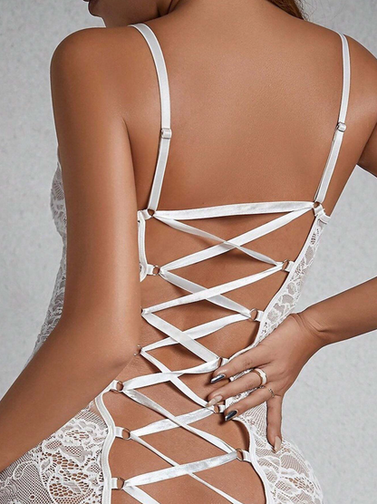 Tied Down Lace-Up Bodysuit