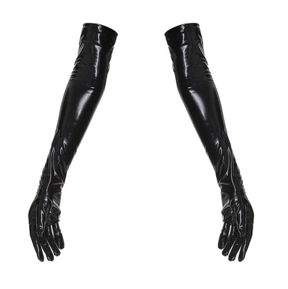 Wet Look Opera Gloves